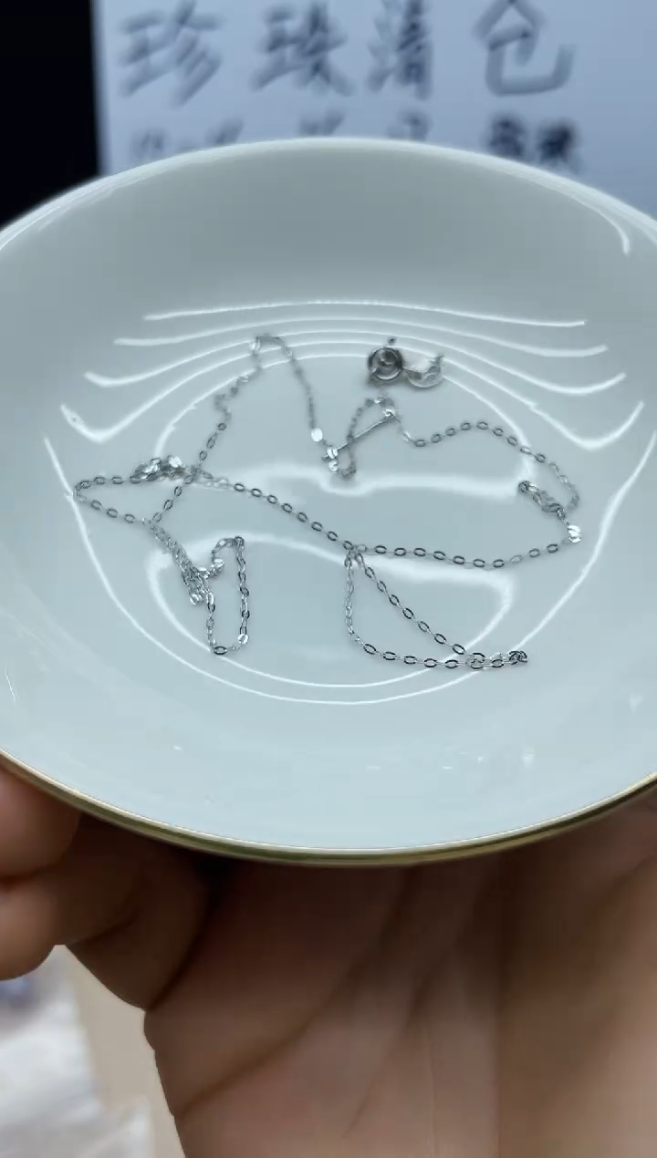 淡水珍珠银S925镶嵌项链项链