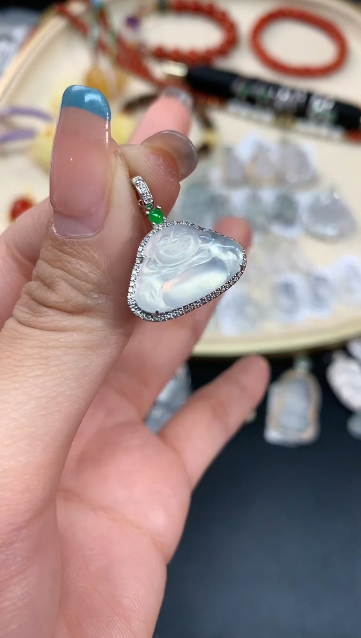 【闪购商品】翡翠吊坠(不含链)18K金镶嵌吊坠A187|1999