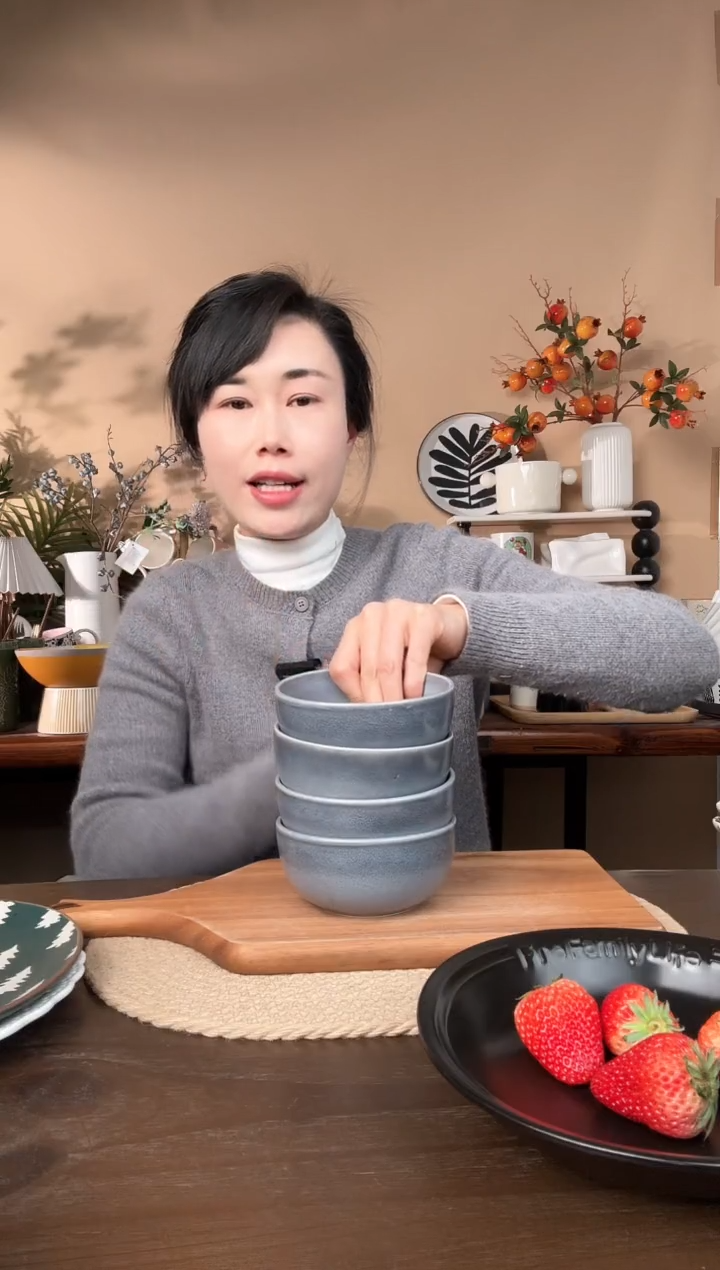 【闪购商品】瓷片4.5英寸窑变碗4只微瑕