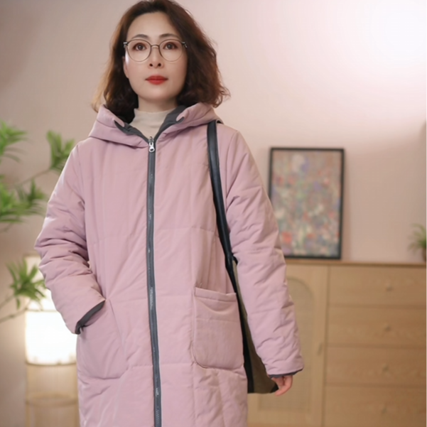 【此冬安暖】2025年新款双面双穿百搭保暖显瘦加厚对襟连帽棉服外套