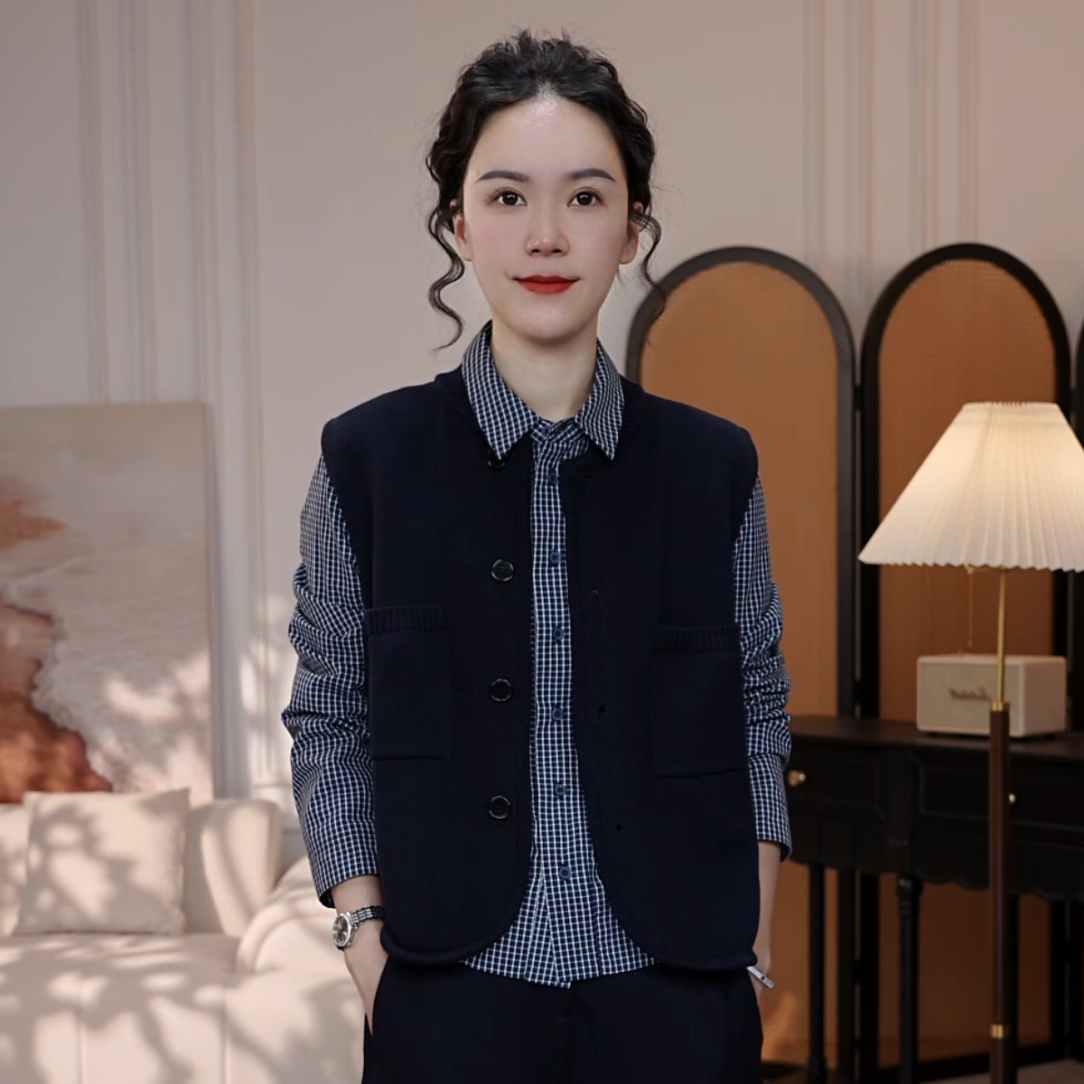 【FANXI】371新款老钱小香风冬季高级感单排扣无袖针织流苏马甲2025