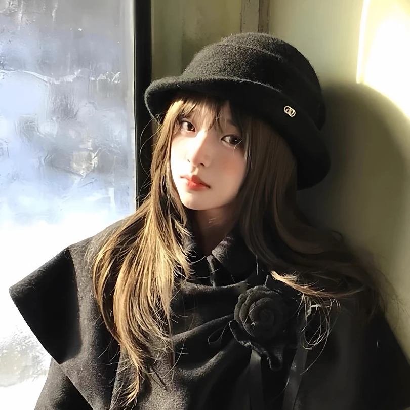 法式赫本风毛呢立体礼帽女秋冬时髦英伦复古显脸小气质卷边画家帽