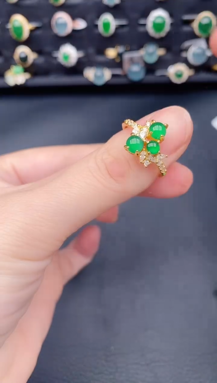 银S925镶嵌戒指翡翠天然a货翡翠366