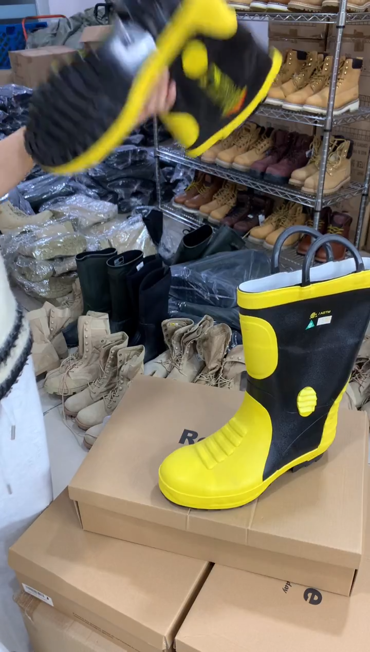 织物43码，黄色消防靴，运动鞋码 防砸防刺    