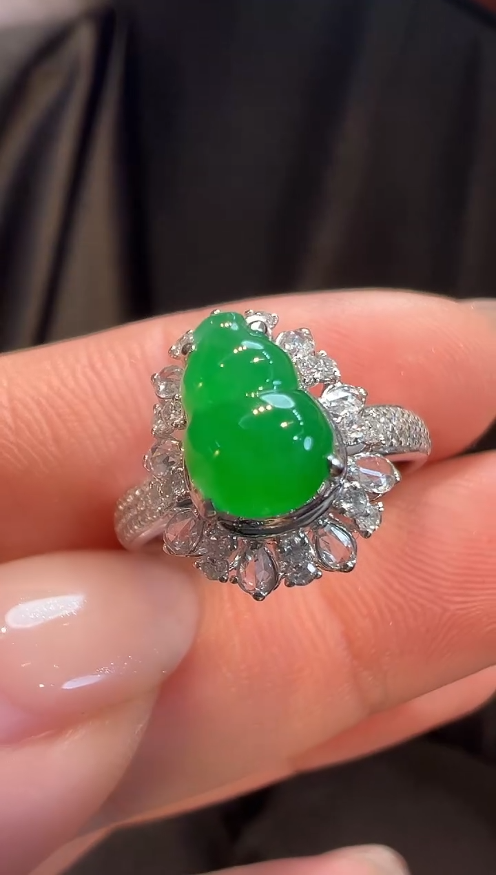 18K金镶嵌戒指翡翠AL6