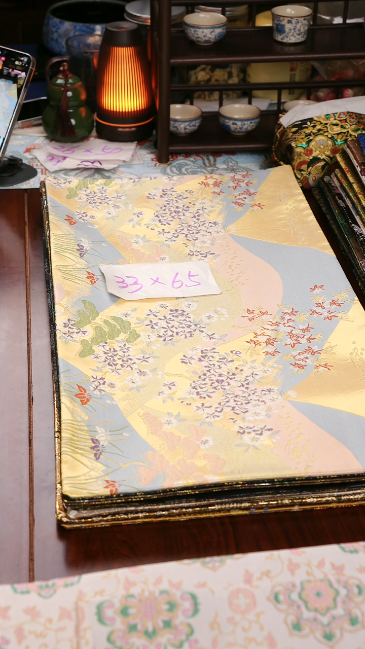 【西阵织湖光山色双面】中国风干泡织锦茶席33*65