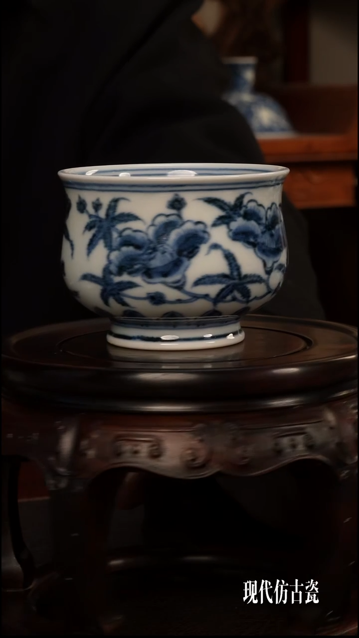 景德镇陶瓷秋葵纹炉石杯150cc