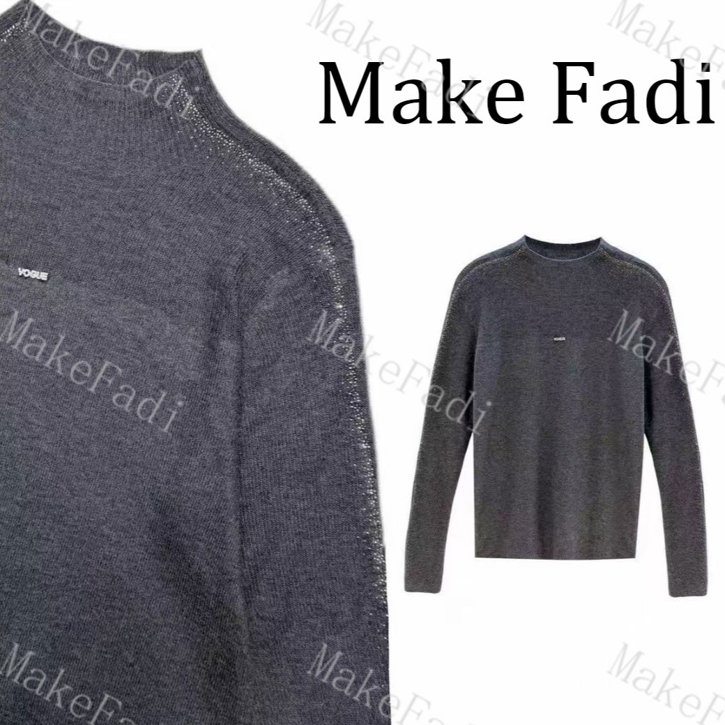 MakeFadi/妙珂梵迪秋冬款烫钻高级感针织衫羊毛毛衣女装