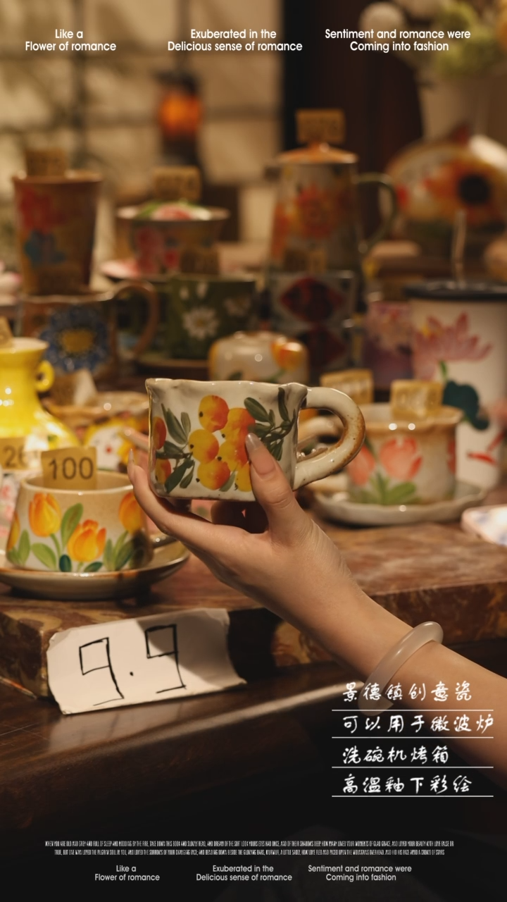 陶瓷景德镇高温手绘釉下彩设计师款式