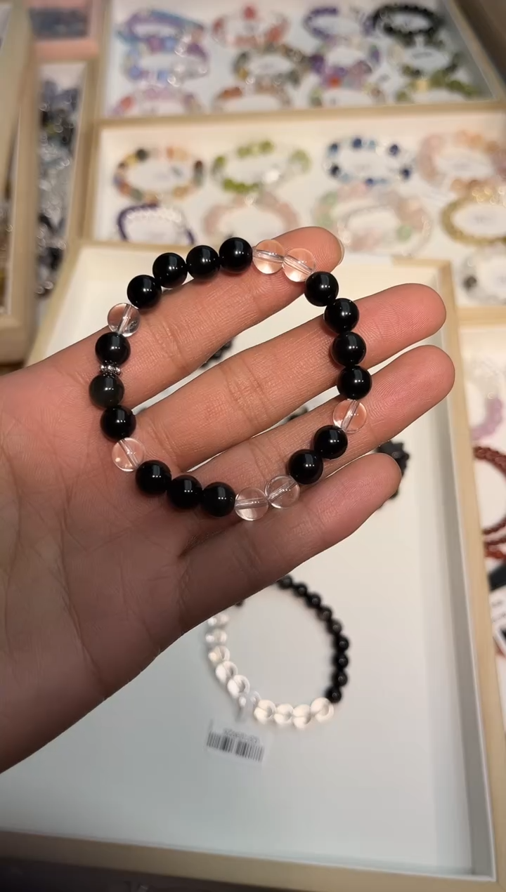 【闪购商品】黑曜岩手链未镶嵌黑曜石多宝