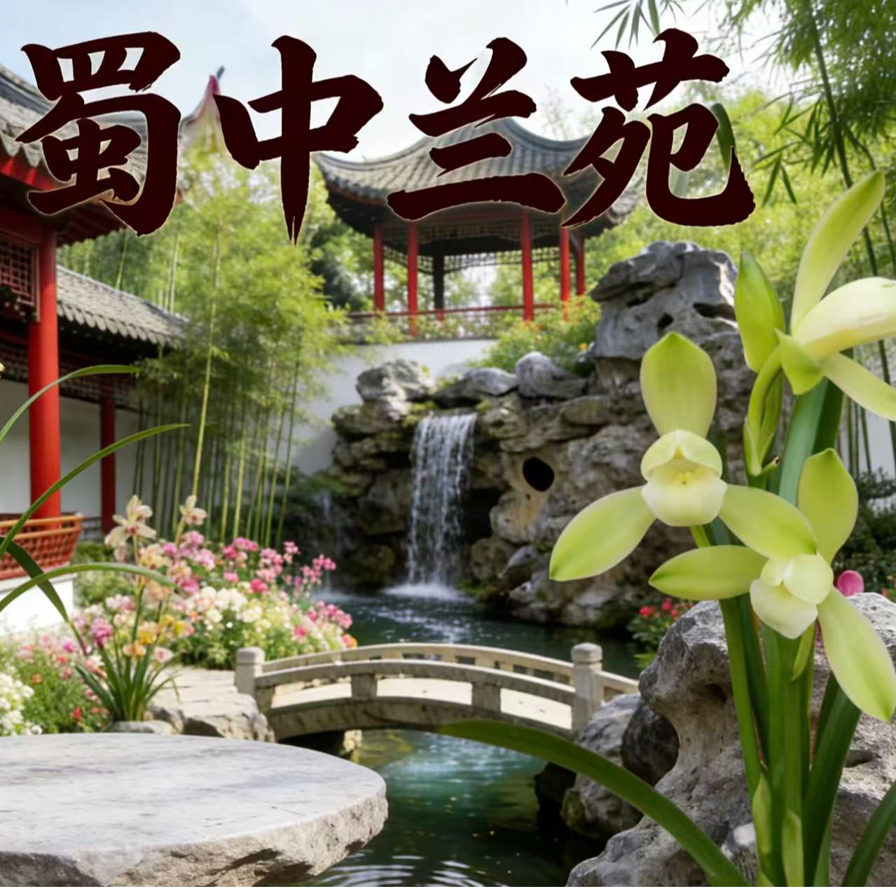 蜀中兰苑  水上和花