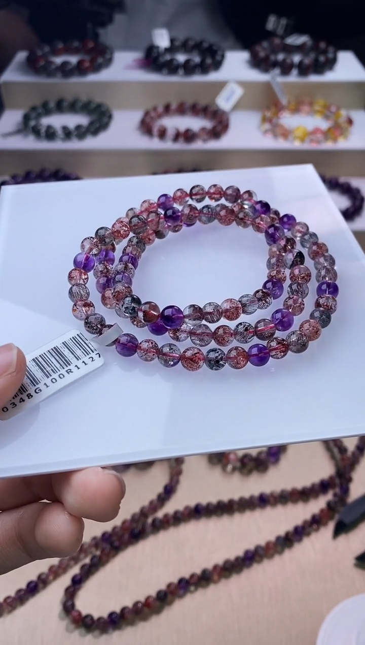 【闪购商品】水晶手链未镶嵌黑加仑超七多圈6m+
