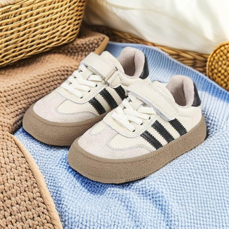 儿童德训鞋秋季2024新款魔术贴加绒女童休闲鞋舒适软底男童运动鞋