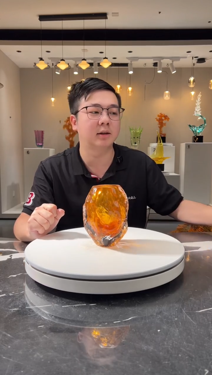 摆件巴比特美学-琥珀金石头纹香薰瓶