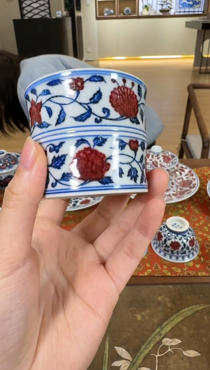 【闪购商品】杯永明尚玩青花釉里红竹节杯