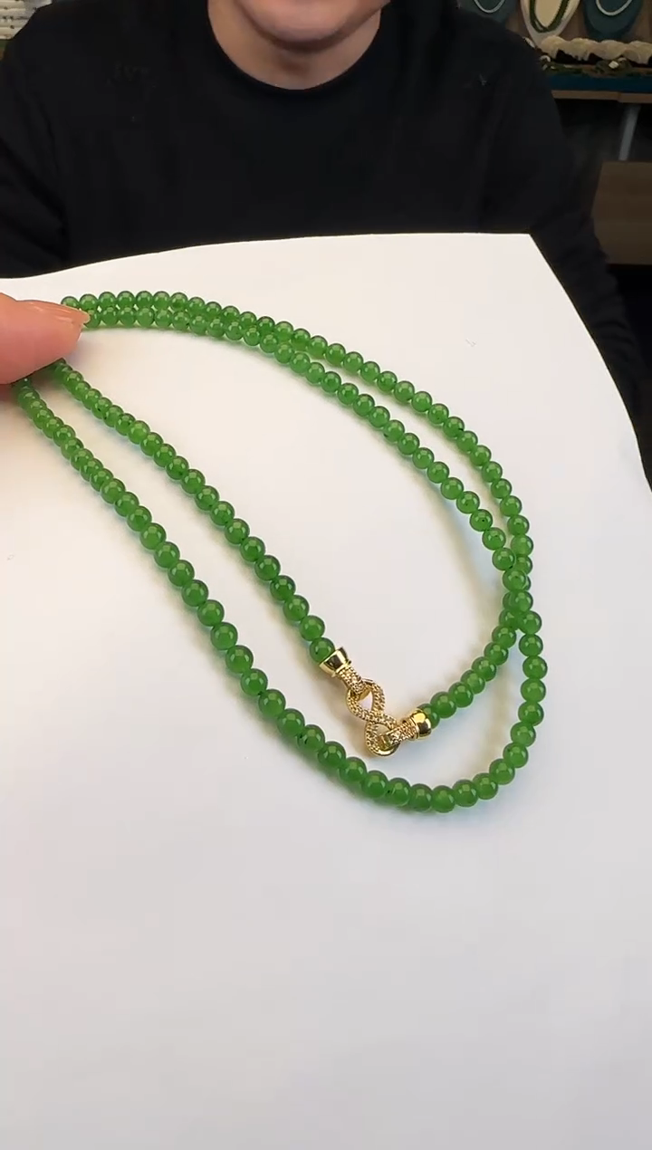 颈饰未镶嵌和田玉卡4小米链