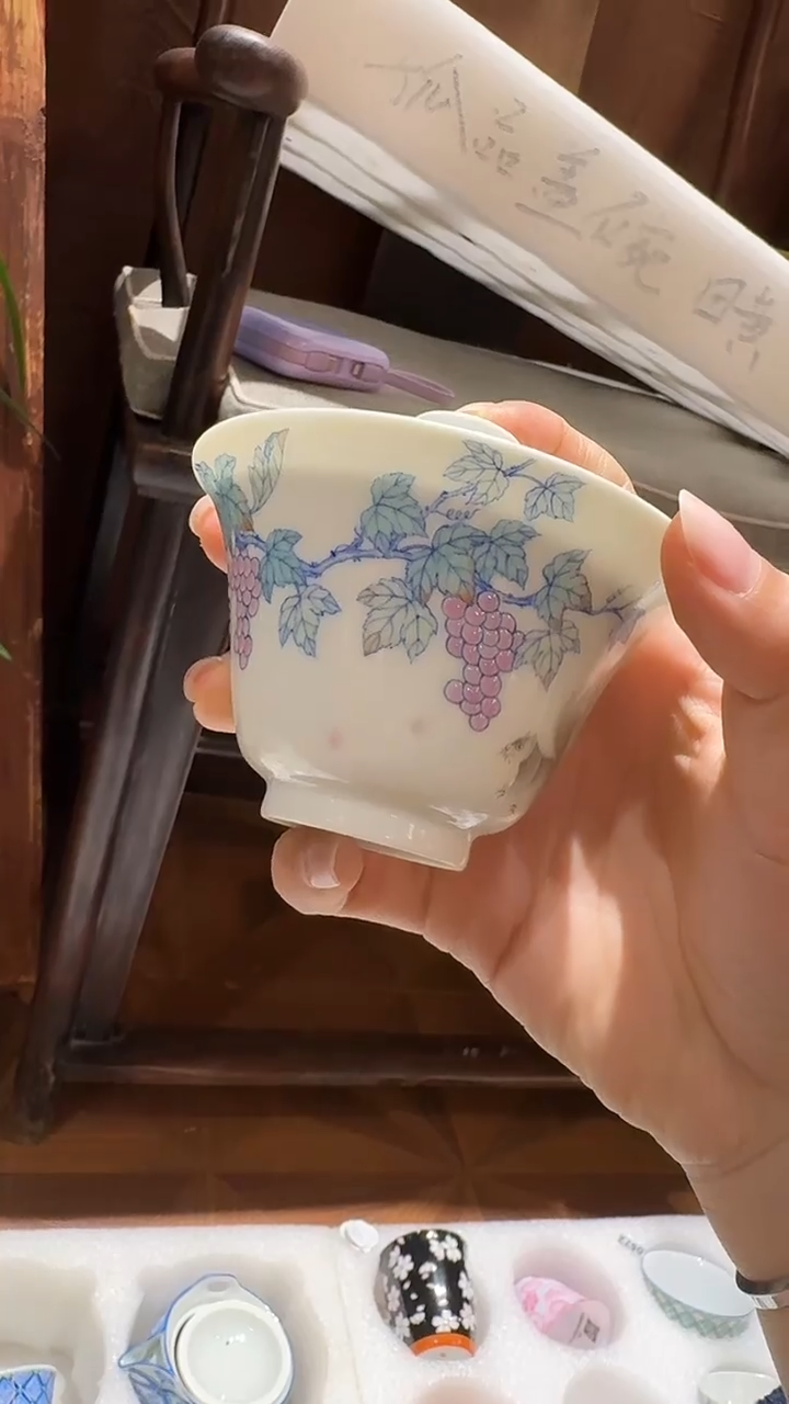 板娘的茶sg107葡萄盖碗