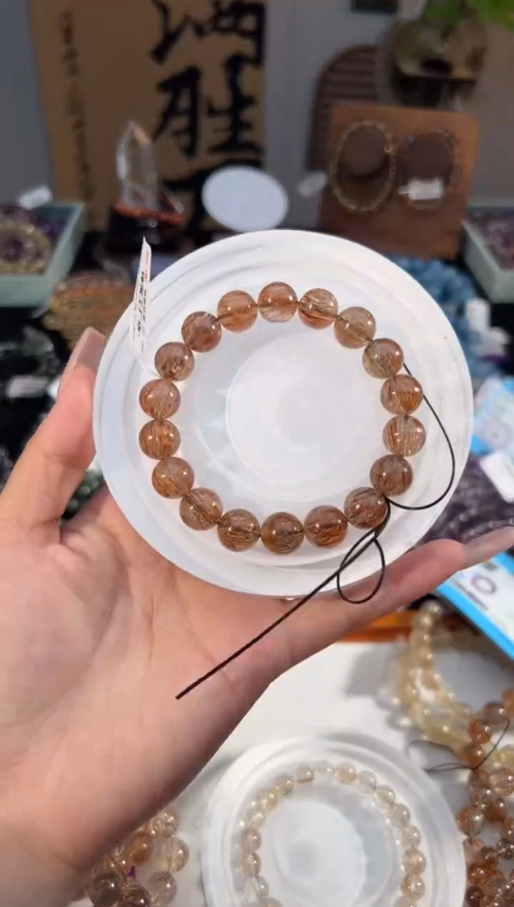 水晶手串未镶嵌黑金超七手串11+