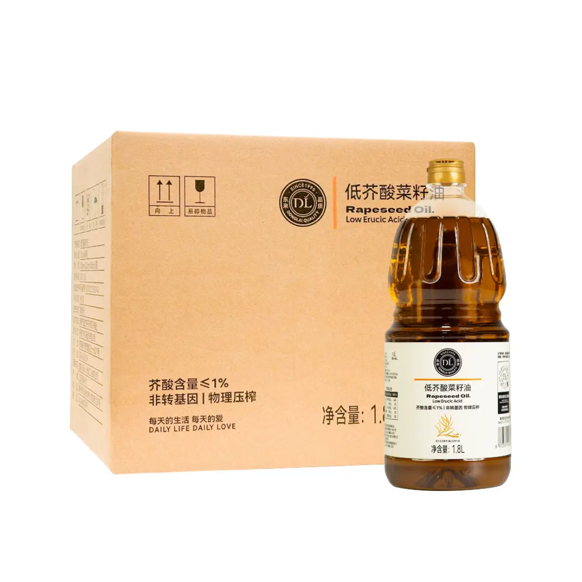 许昌超市低芥酸菜籽油1.8L物理冷榨一级纯正食用油健康煎炒烹炸