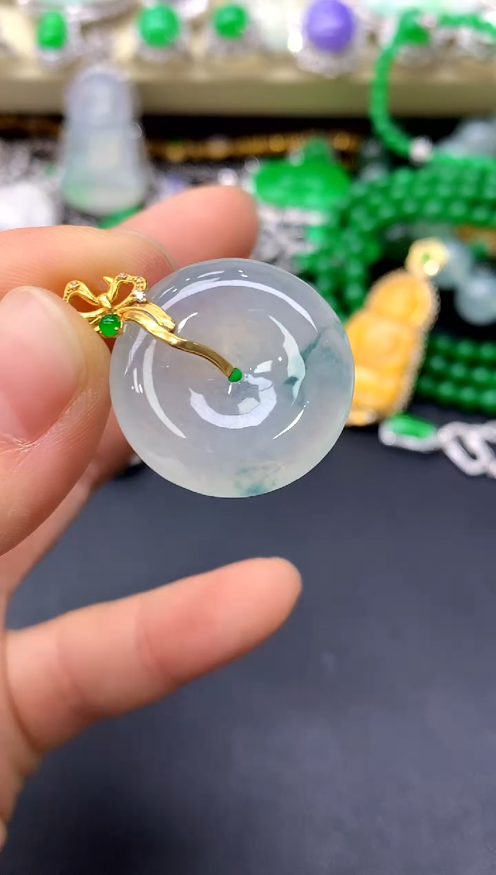 颈饰18K金镶嵌翡翠196-中国好珍宝