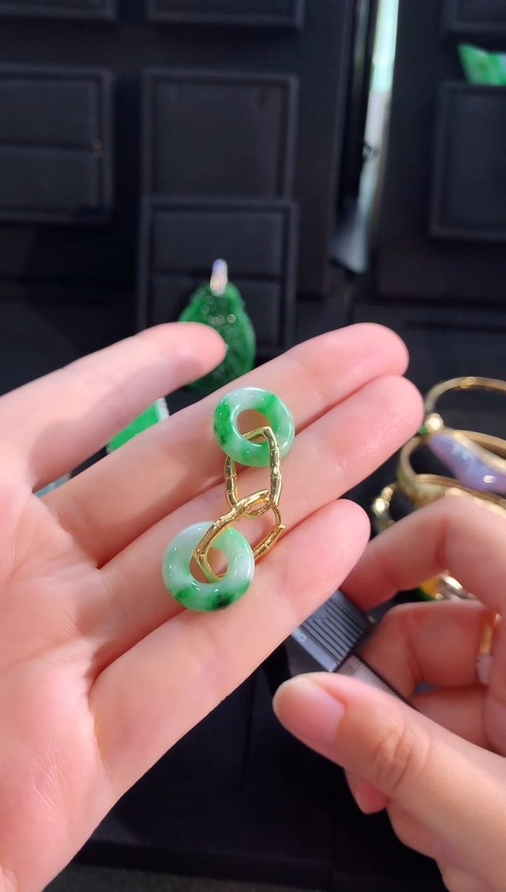 【闪购商品】翡翠耳饰银S925镶嵌耳饰