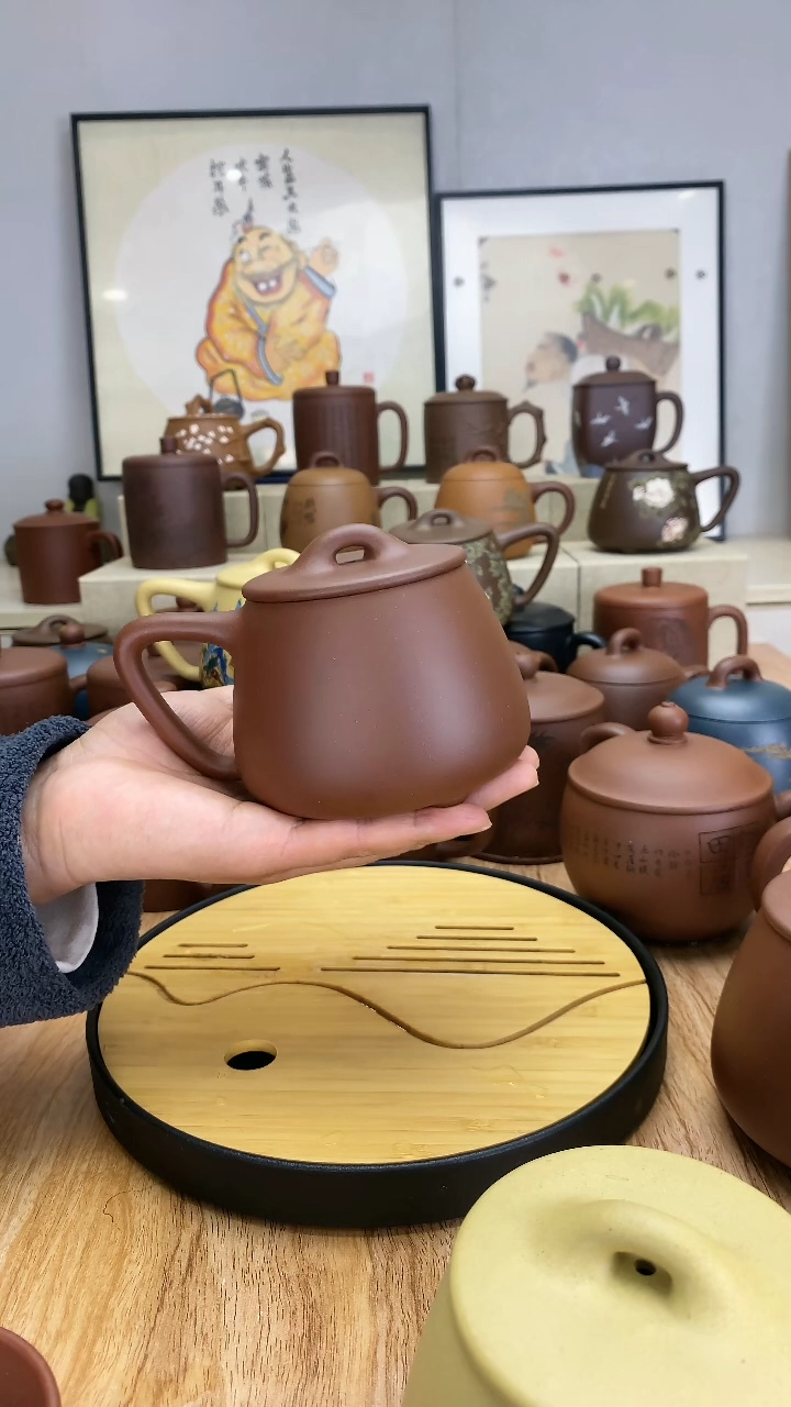 【闪购商品】紫砂茶杯老紫泥光石瓢500毫升