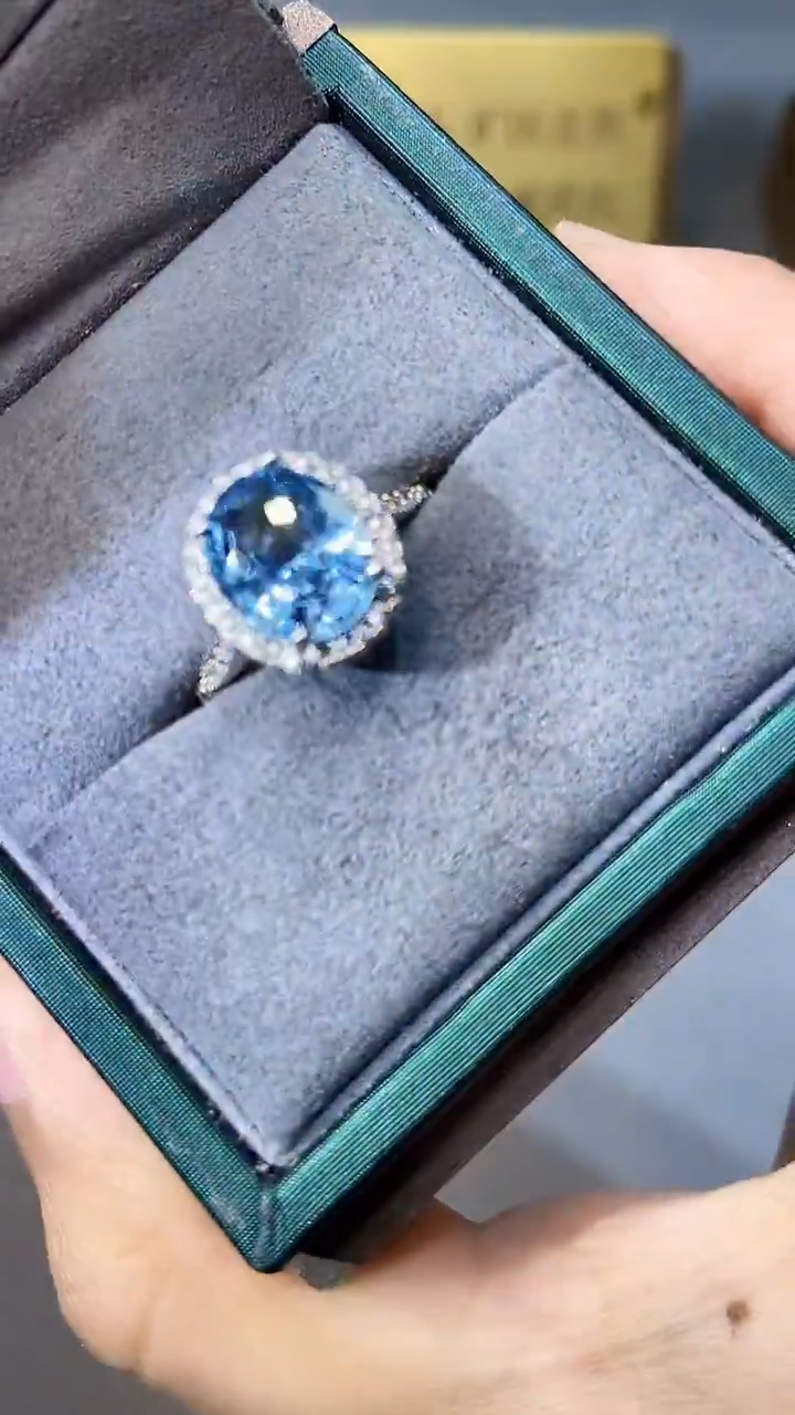 【闪购商品】海蓝宝石戒指银S925镶嵌354