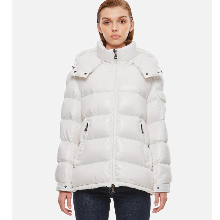 未使用 MONCLER 纯色拉链连帽羽绒服外套 白色/5