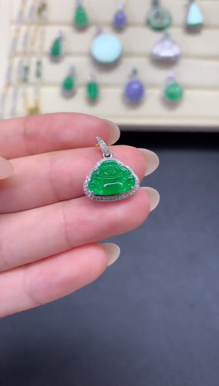 【闪购商品】翡翠18K金镶嵌颈饰Q997     