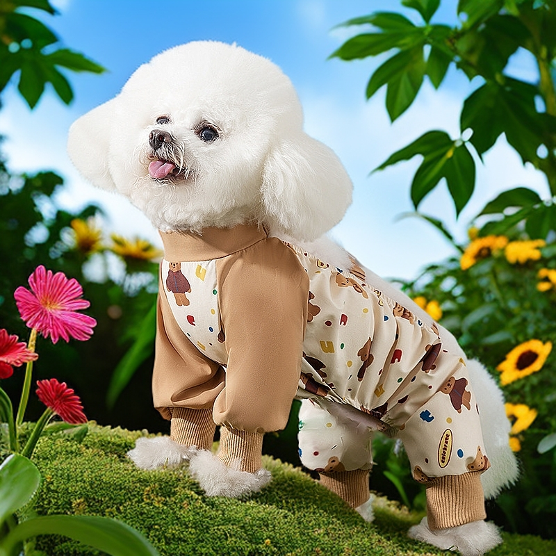 狗狗防尘裤小型犬四脚衣防水博美比熊遛狗神器防脏腿套雨天裤秋季