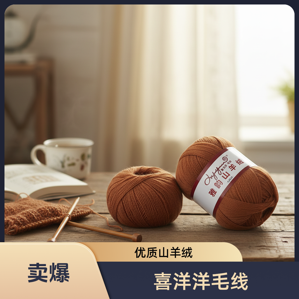 喜洋洋毛线雅韵山羊绒细线一团50克山羊绒30%羊毛70%