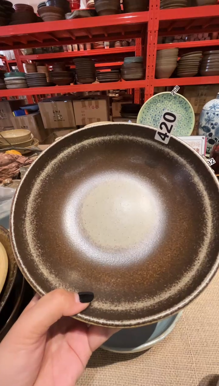 瓷片久*.420九寸绿影窑变盖碗