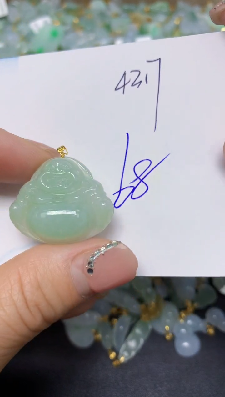 【闪购商品】翡翠挂件18K金镶嵌 天然翡翠A货