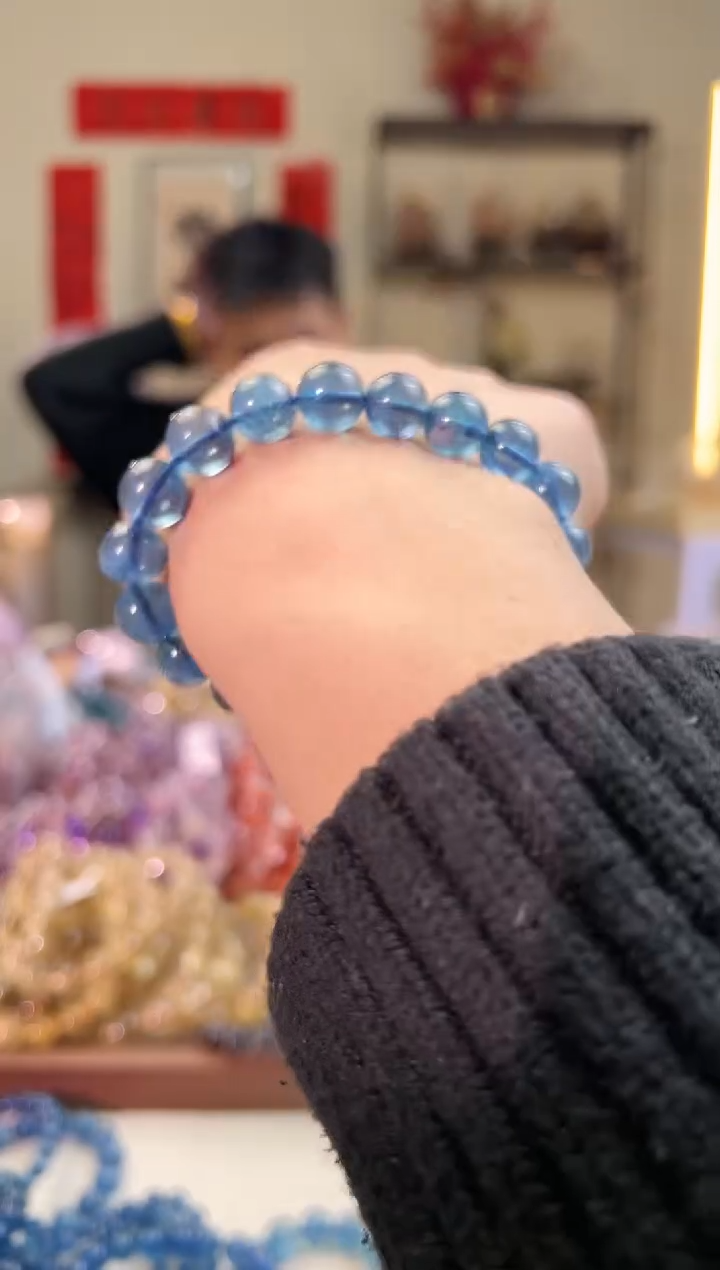 【闪购商品】海蓝宝石手链未镶嵌10mm＋海蓝宝魔鬼蓝（多样性发其一）