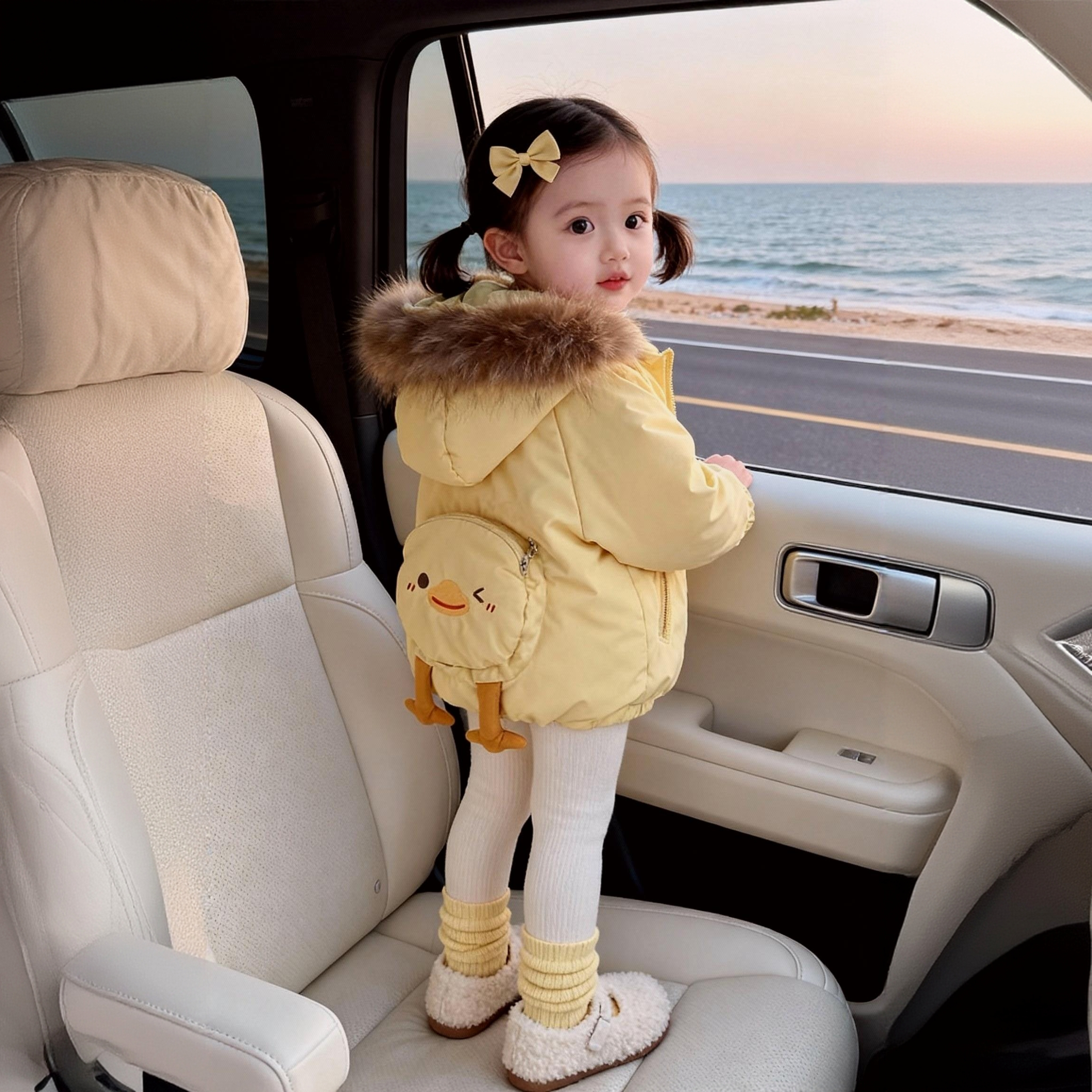 w334蛋黄色时髦洋气冬装加绒棉服女宝宝棉衣儿童外套冬季爆款棉袄