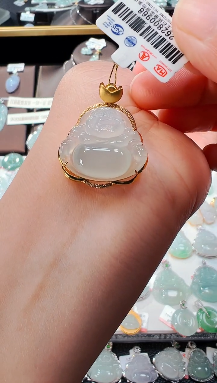 【闪购商品】翡翠吊坠(不含链)18K金镶嵌佛公吊坠968