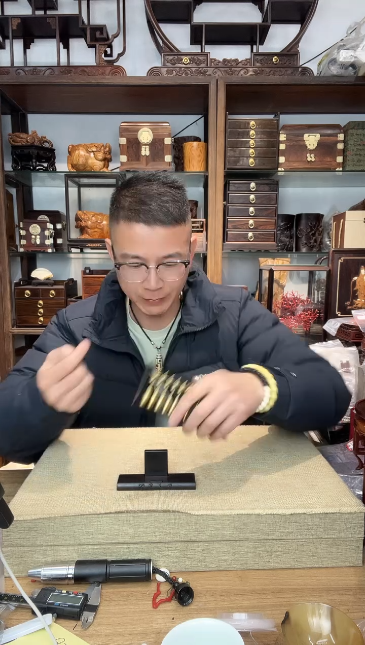 乌木类书架823紫光檀铜珠铜杆算盘摆件