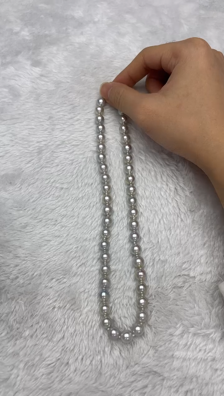 项链银S925镶嵌海水珍珠AK真多麻8.5-9mm