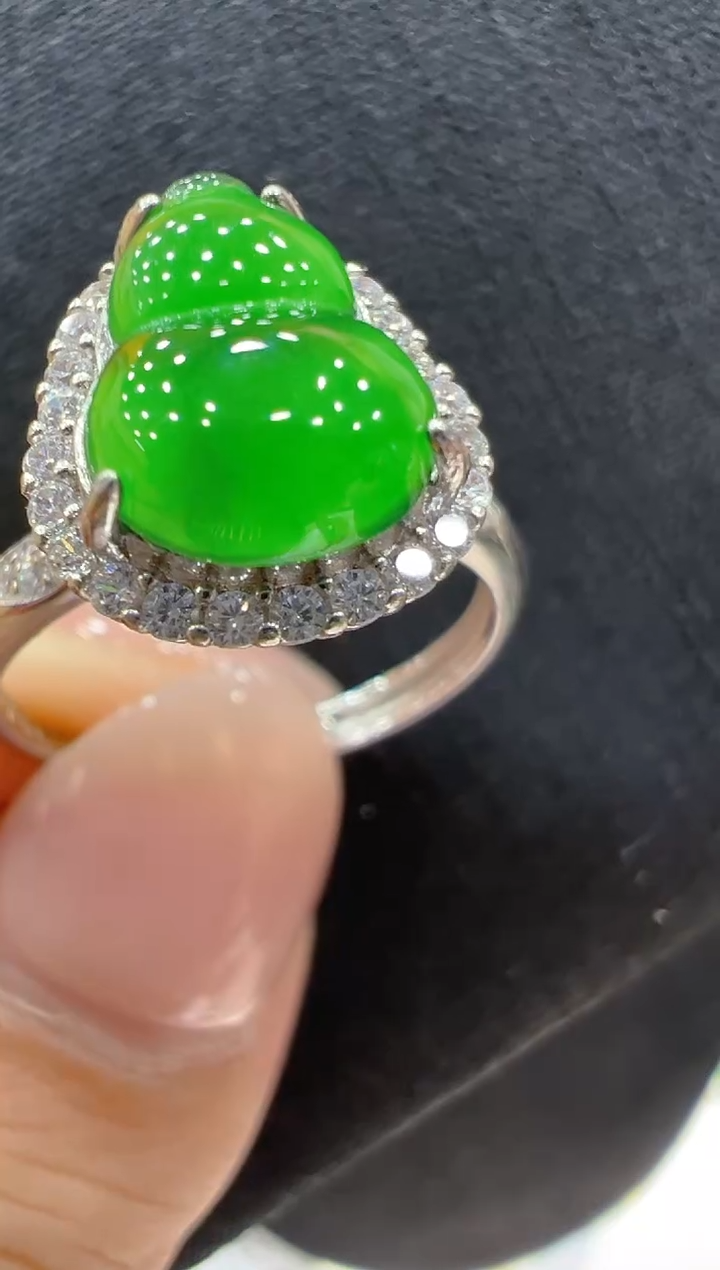 翡翠戒指银S925镶嵌团购多样性发一件