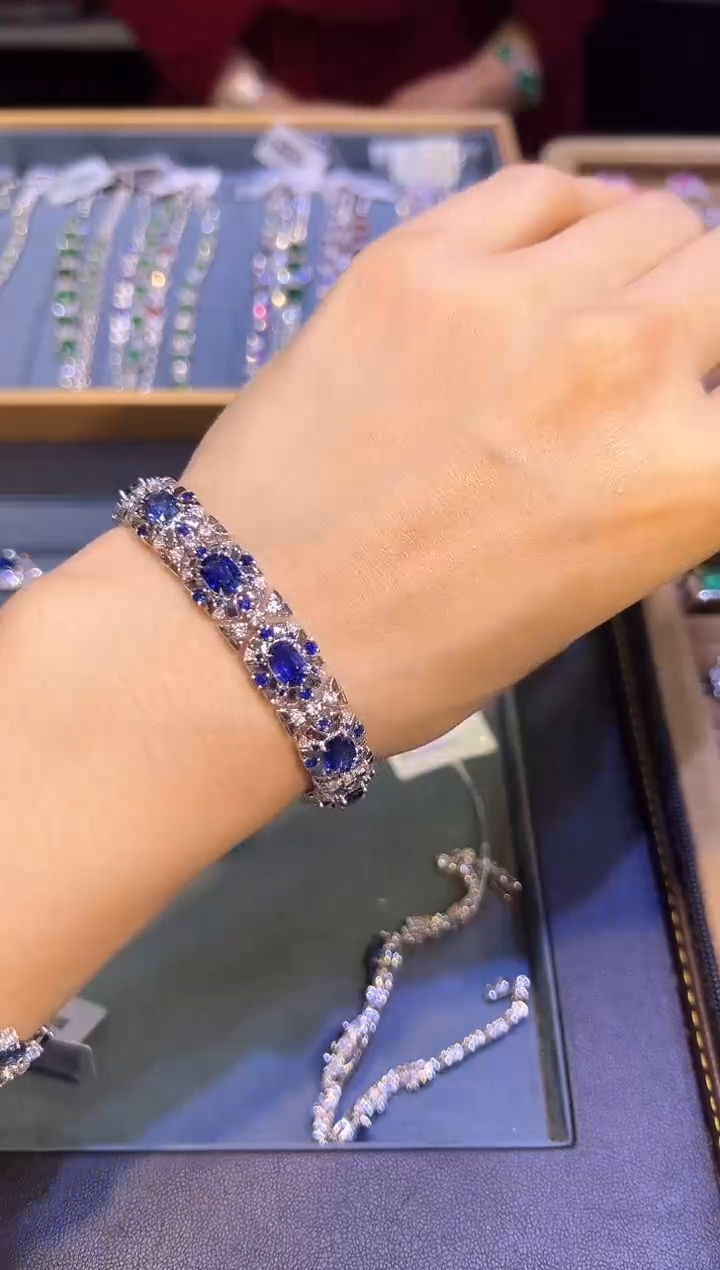 【闪购商品】蓝宝石手链18K金镶嵌手链