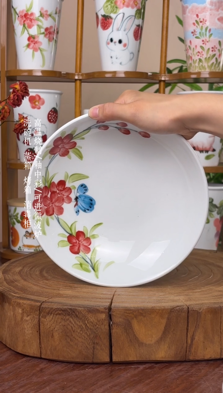 瓷片景德镇手绘釉中彩（食品级）圆深盘