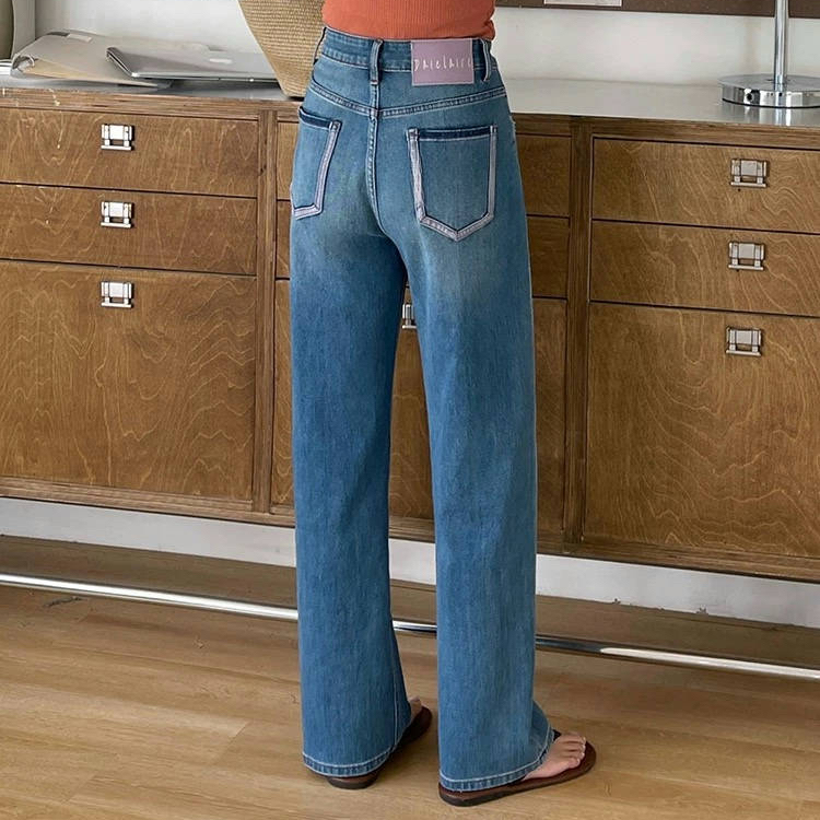 SU【222】代99 愫敏 四面弹窄版直筒拖地牛仔裤高腰