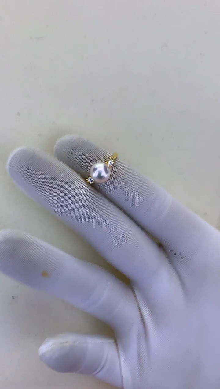 银S925镶嵌DA海水珍珠 GD283 7-8 戒指