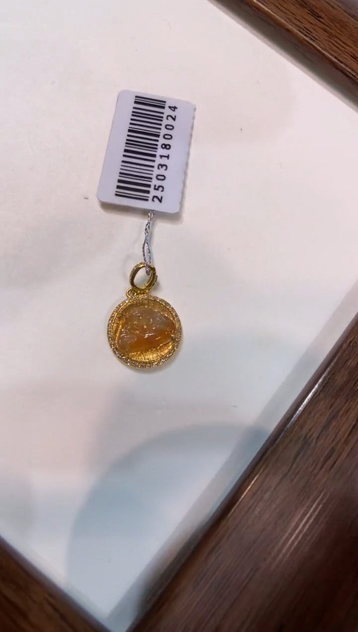 颈饰18K金镶嵌翡翠财神