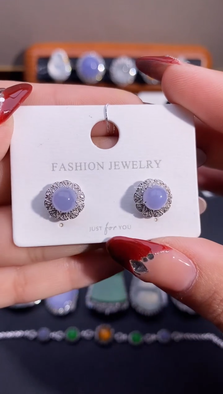 【闪购商品】翡翠耳饰18K金镶嵌耳饰