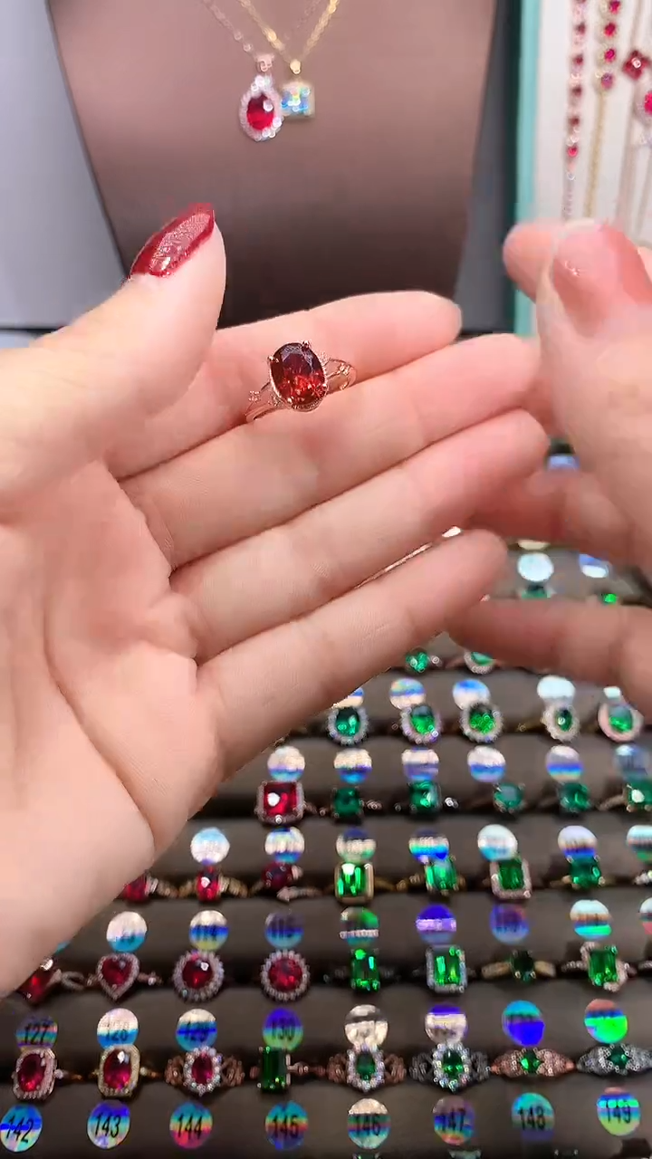 【闪购商品】石榴石戒指银S925镶嵌玫瑰金8.10