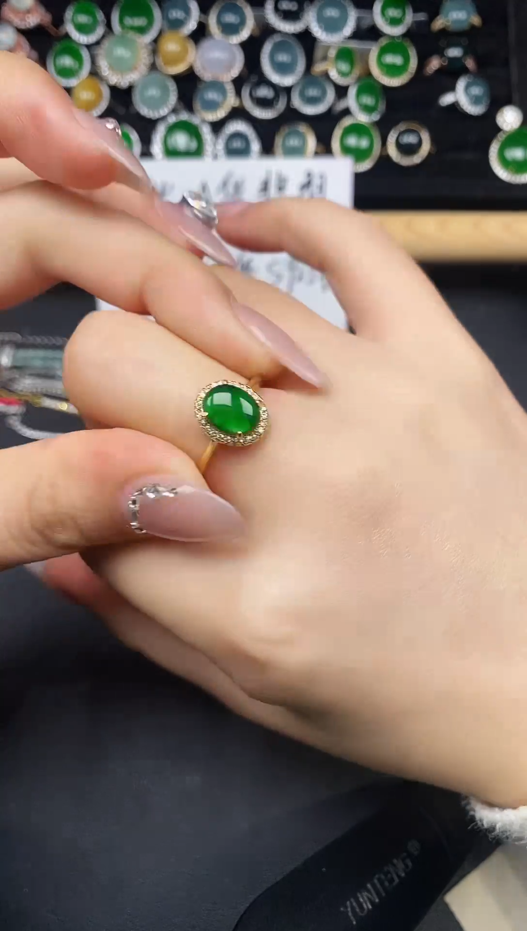 银S925镶嵌戒指翡翠7435