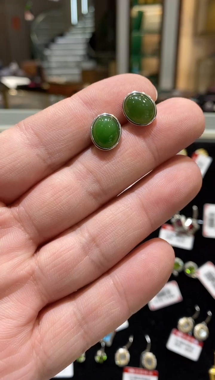 【闪购商品】和田玉耳饰银S925镶嵌亏米福利