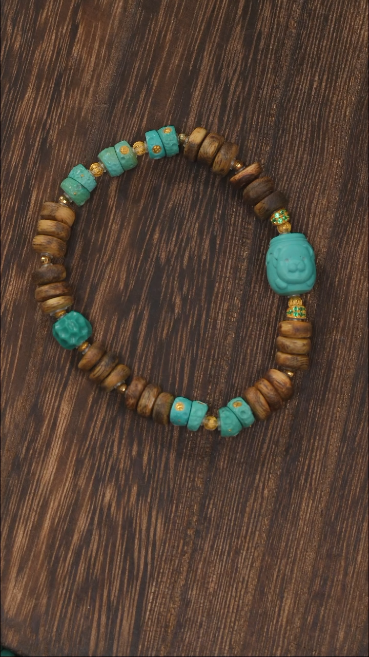 【闪购商品】绿松石手链18K金镶嵌1