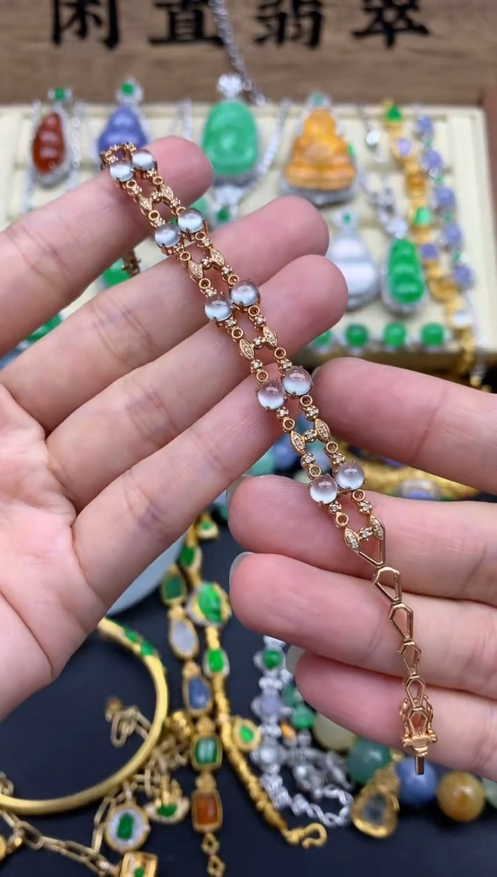 18K金镶嵌手链翡翠653-春日珠宝